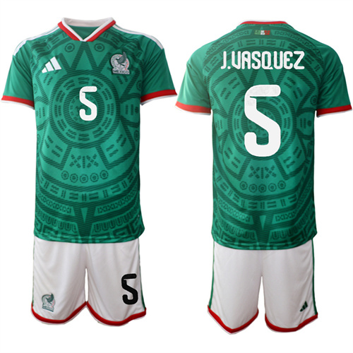 Men's Mexico #5 2025-26 México Home Green Short Sleeve Match Soccer jerseys