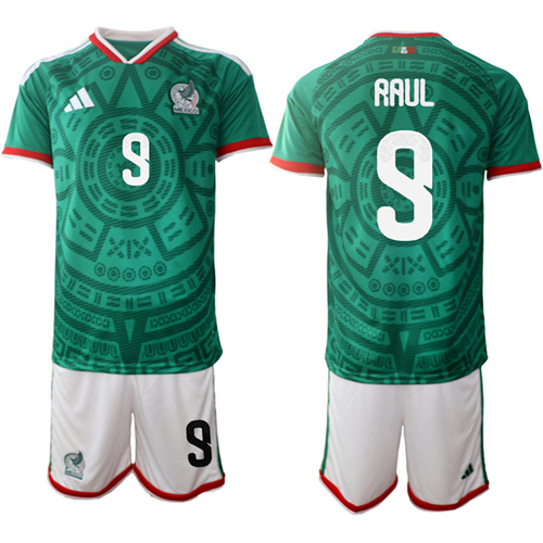 Men's Mexico #9 RAUL 2025-26 México Home Green Short Sleeve Match Soccer jerseys