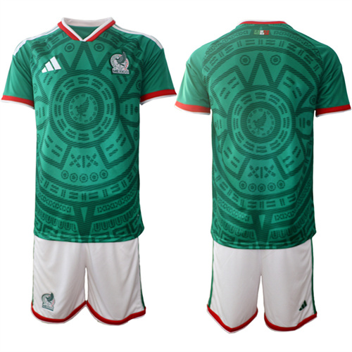 Men's Mexico Blank 2025-26 México Home Green Short Sleeve Match Soccer jerseys