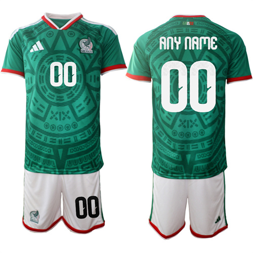 Men's Mexico Custom Any Name And Number 2025-26 México Home Green Short Sleeve Match Soccer jerseys