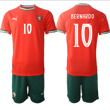 Men's Portugal #10 BERNARDO Home Red 2025-26 Short Sleeve Soccer jerseys