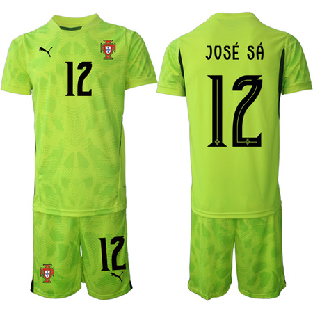 Men's Portugal #12 JOSE SA Fluorescent green goalkeeper 2025-26 Short Sleeve soccer jerseys