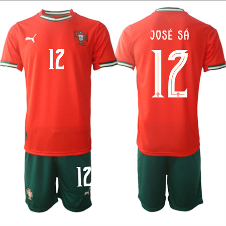 Men's Portugal #12 JOSE SA Home Red 2025-26 Short Sleeve Soccer jerseys