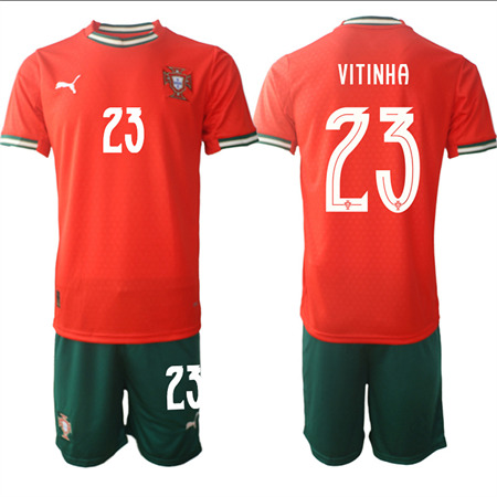 Men's Portugal #23 VITINHA Home Red 2025-26 Short Sleeve Soccer jerseys