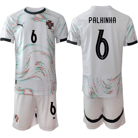 Men's Portugal #6 PALHINHA Away White 2025-26 Short Sleeve Soccer jerseys