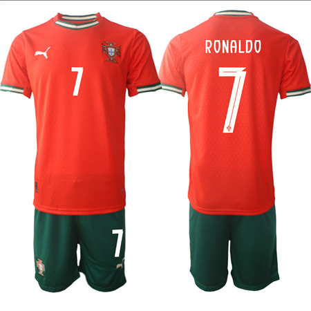 Men's Portugal #7 RONALDO Home Red 2025-26 Short Sleeve Soccer jerseys