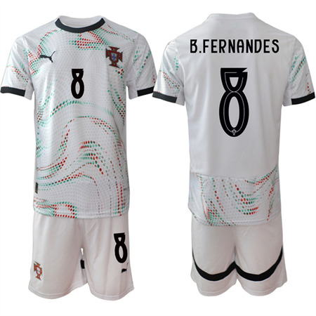 Men's Portugal #8 B.FERNANDES Away White 2025-26 Short Sleeve Soccer jerseys