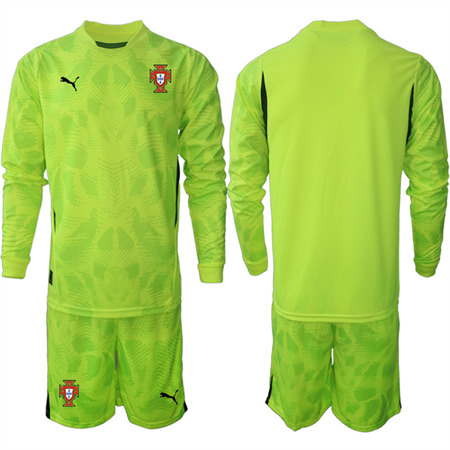 Men's Portugal Blank Fluorescent green goalkeeper 2025-26 Long Sleeve soccer jerseys