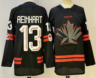 Men's Canada Hockey #13 Sam Reinhart Black 2026 Stitched Jersey