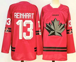 Men's Canada Hockey #13 Sam Reinhart Red 2026 Stitched Jersey