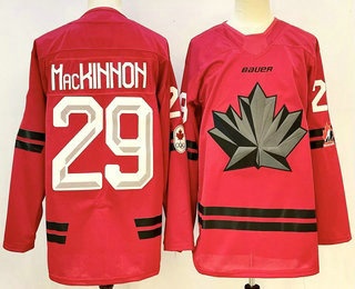 Men's Canada Hockey #29 Nathan MacKinnon Red 2026 Stitched Jersey