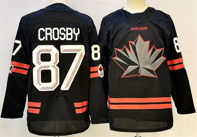 Men's Canada Hockey #87 Sidney Crosby Black 2026 Stitched Jersey