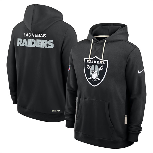 Men's Las Vegas Raiders Black Sideline Standard Issue Initial Home Dri-FIT Pullover Hoodie