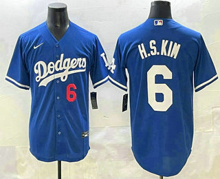 Men's Los Angeles Dodgers #6 Hyeseong Kim Blue Cool Base Jersey