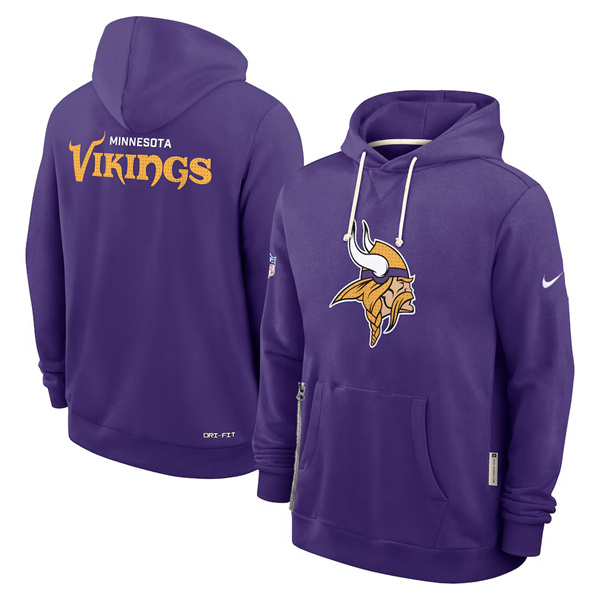Men's Minnesota Vikings Purple Sideline Standard Issue Initial Home Dri-FIT Pullover Hoodie
