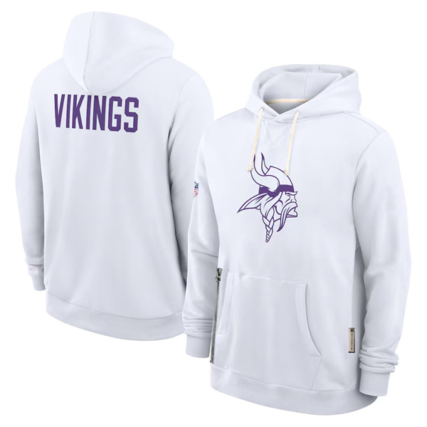 Men's Minnesota Vikings White Sideline Standard Issue Initial Home Dri-FIT Pullover Hoodie