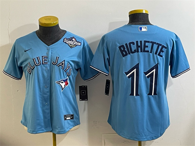 Women's Toronto Blue Jays #11 Bo Bichette Blue 2025 World Series Cool Base Stitched Baseball Jersey(Run Small)