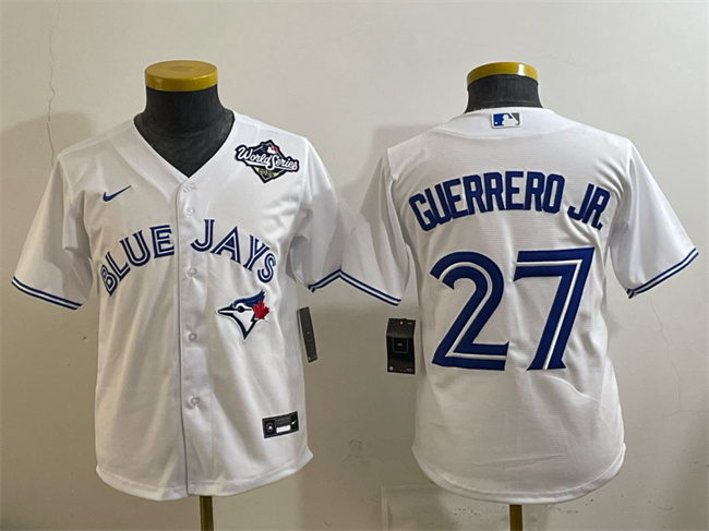 Youth Toronto Blue Jays #27 Vladimir Guerrero Jr. White 2025 World Series Cool Base Stitched Baseball Jersey