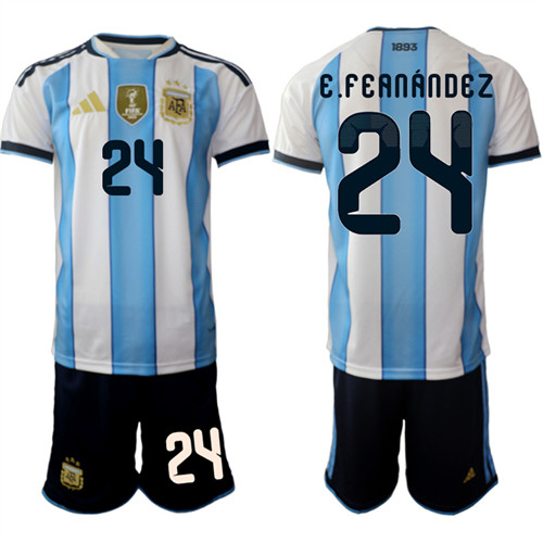 Men's Argentina #24 E.FEANANDEZ National Team FIFA x World Cup 2026 Home White On Field Jersey