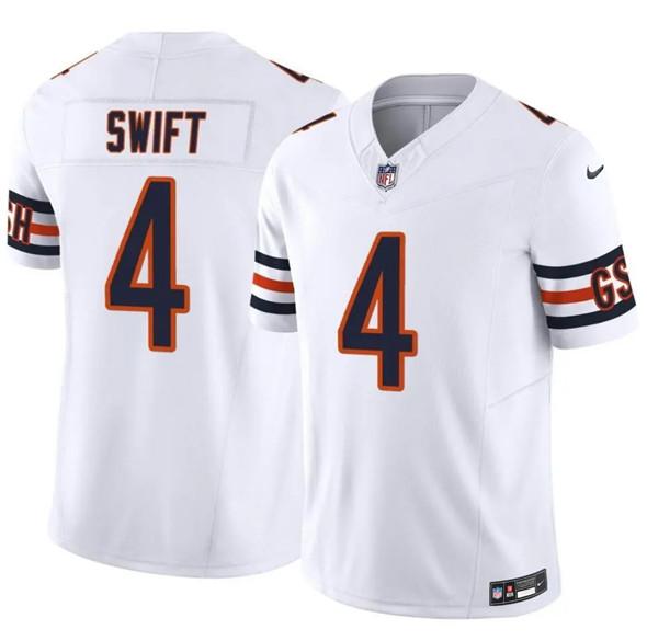 Men's Chicago Bears #4 D'Andre Swift White 2025 F.U.S.E. Vapor Untouchable Limited Football Stitched Jersey