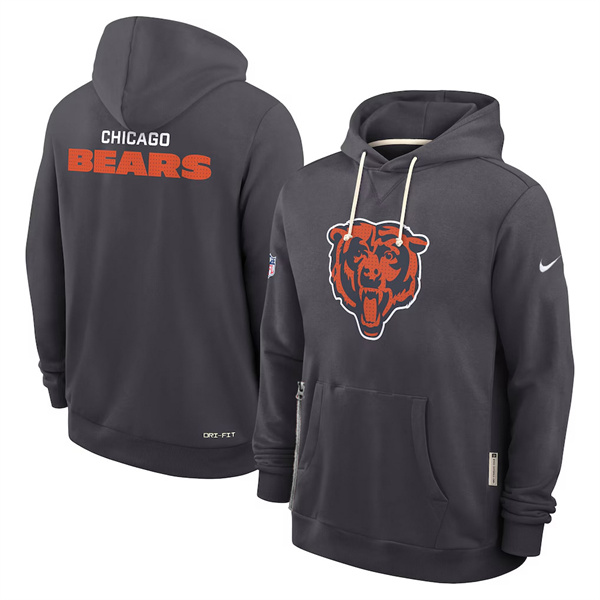 Men's Chicago Bears Anthracite Sideline Standard Issue Initial Home Dri-FIT Pullover Hoodie