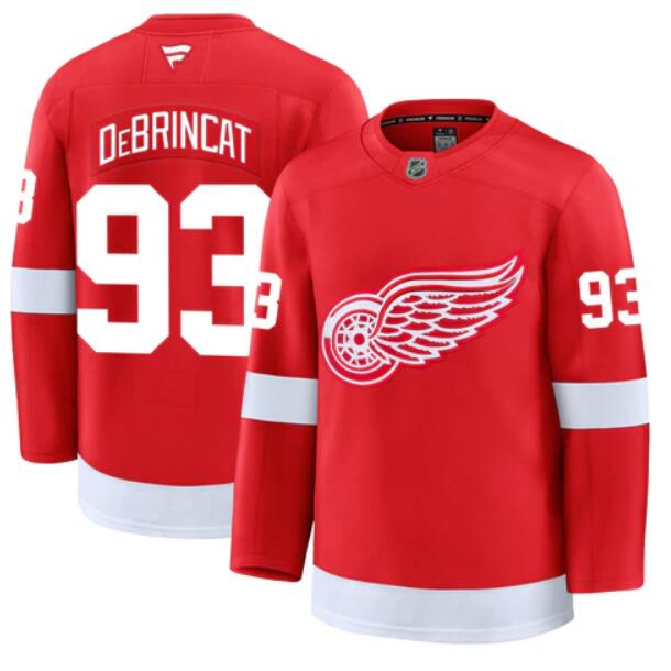 Men's Detroit Red Wings #93 Alex DeBrincat Home Red Stitched Jersey