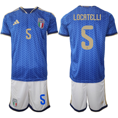 Men's Italy #5 LOCATELLI National Team FIFA x World Cup 2026 Home Blue On Field Jerseys