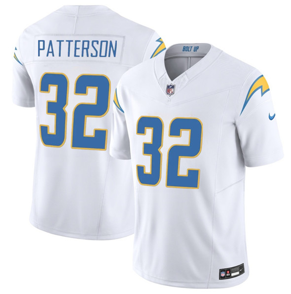 Men's Los Angeles Chargers #32 Jaret Patterson White 2025 F.U.S.E. Vapor Limited Football Stitched Jersey