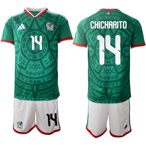 Men's Mexico #14 CHICHARITO National Team FIFA x World Cup 2026 Home Green On Field Jersey