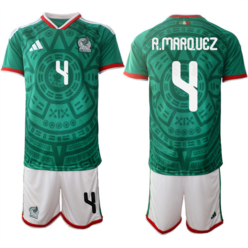 Men's Mexico #4 R.MARQUEZ National Team FIFA x World Cup 2026 Home Green On Field Jersey