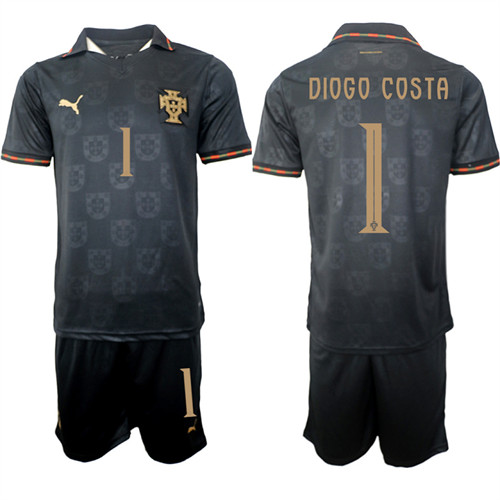 Men's Portugal #1 DIOGO COSTA National Team FIFA x World Cup 2026 Away Gray On Eusebio special edition Jersey