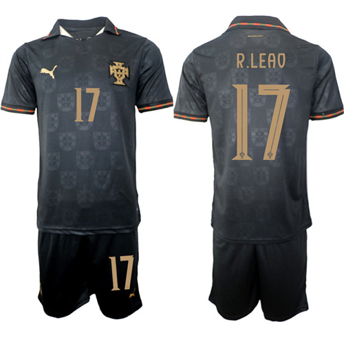 Men's Portugal #17 R.LEAO National Team FIFA x World Cup 2026 Away Gray On Eusebio special edition Jersey