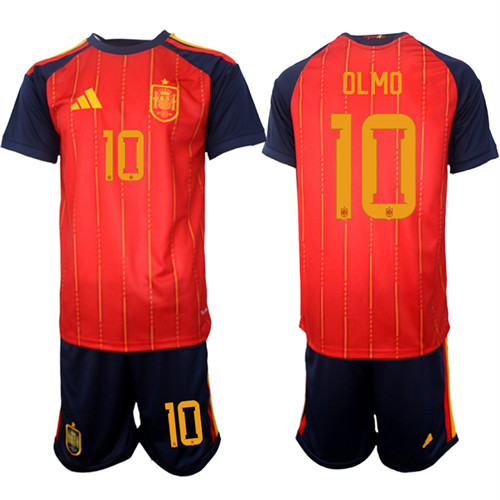 Men's Spain #10 OLMO National Team FIFA x World Cup 2026 Home Red On Field Jerseys