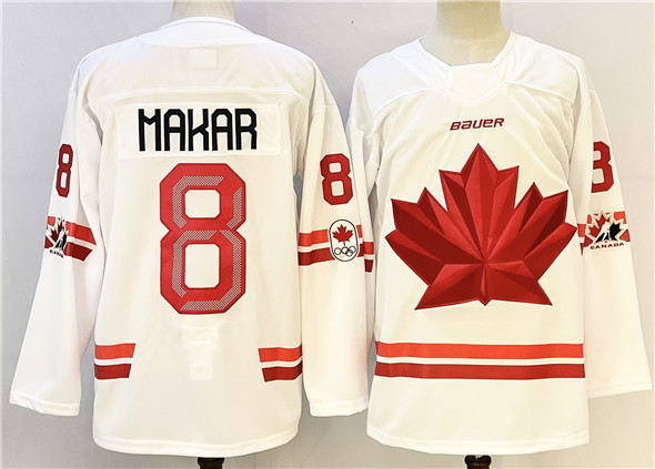 Men's Canada Hockey #8 Cale Makar White 2026 Stitched Jersey