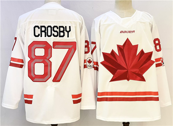 Men's Canada Hockey #87 Sidney Crosby White 2026 Stitched Jersey