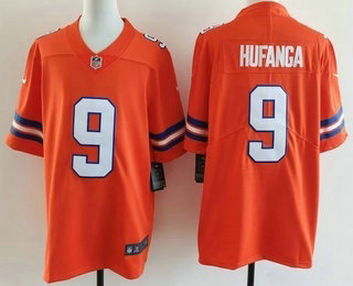 Men's Denver Broncos #9 Talanoa Hufanga Limited Orange Throwback Vapor Jersey