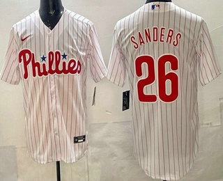 Men's Philadelphia Phillies #26 Miles Sanders White Cool Base Jersey
