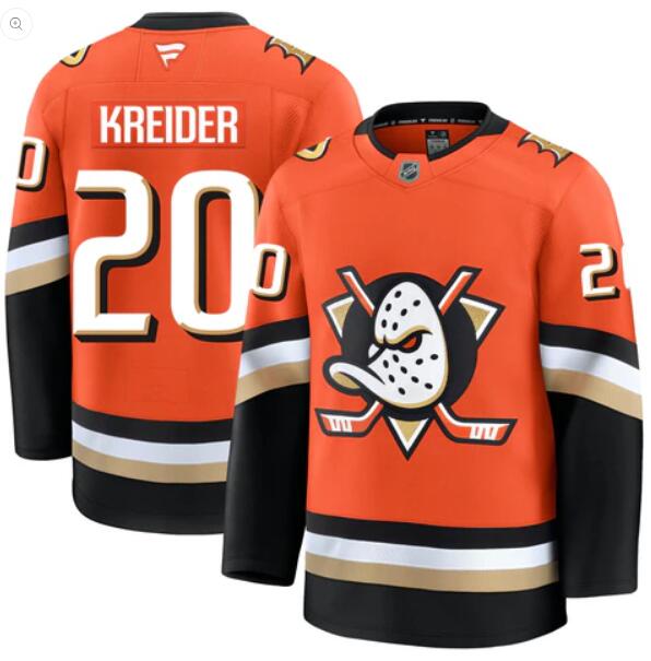 Men'S Anaheim Ducks #20 Chris Kreider Fanatics Branded 2024-25 Home Orange Premium Stitched Jersey