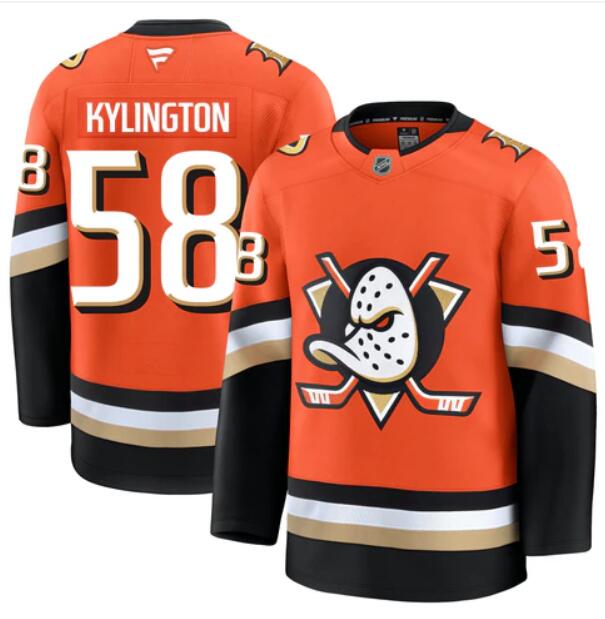 Men'S Anaheim Ducks #58 Oliver Kylington Fanatics Branded 2024-25 Home Orange Premium Stitched Jersey