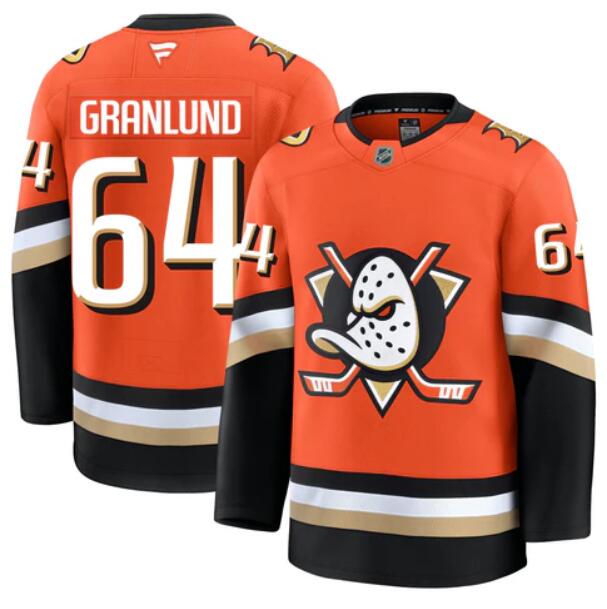 Men'S Anaheim Ducks #64 Mikael Granlund Fanatics Branded 2024-25 Home Orange Premium Stitched Jersey