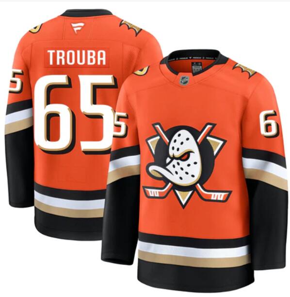 Men'S Anaheim Ducks #65 Jacob Trouba Fanatics Branded 2024-25 Home Orange Premium Stitched Jersey