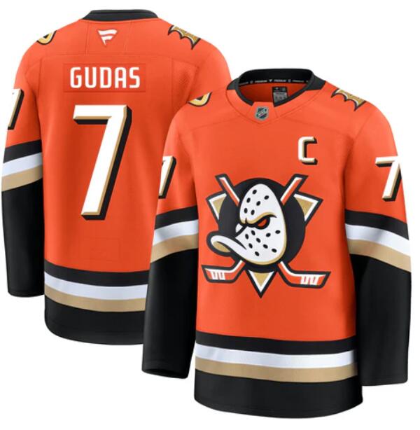 Men'S Anaheim Ducks #7 Radko Gudas Fanatics Branded 2024-25 Home Orange Premium Stitched Jersey