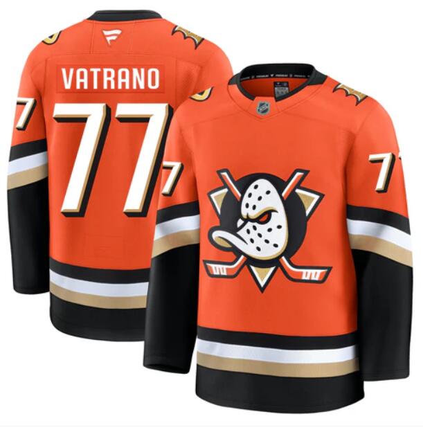 Men'S Anaheim Ducks #77 Frank Vatrano Fanatics Branded 2024-25 Home Orange Premium Stitched Jersey