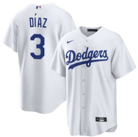 Men's Los Angeles Dodgers #3 Edwin Díaz White Cool Base Stitched Baseball Jersey