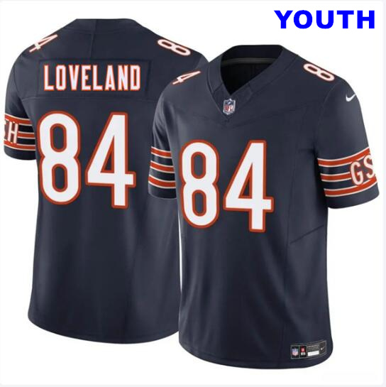 Youth Chicago Bears #84 Colston Lovelandr Navy 2025 Draft F.U.S.E. Vapor Untouchable Limited Football Stitched Jersey