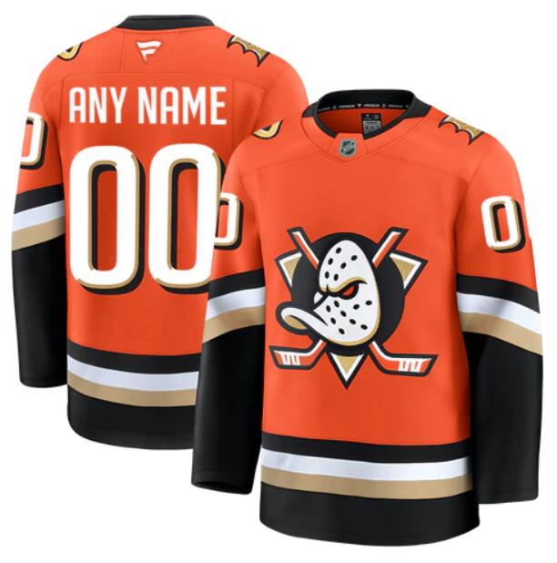 Men's Anaheim Ducks Custom Orange 2024-25 Home Fanatics Stitched Hockey Jersey
