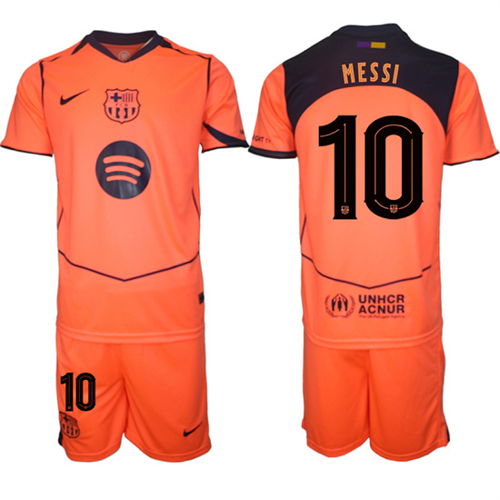 Men's Barcelona #10 MESSI 2025-26 Third Orange Away Suit Soccer Jerseys1