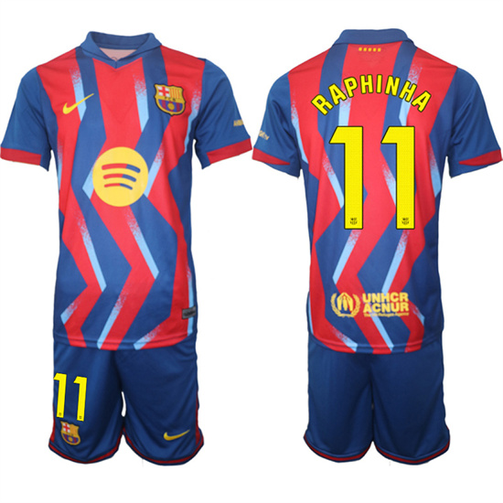 Men's Barcelona #11 RAPHINHA 2025-26 Stadium Fourth Suit Soccer Jerseys