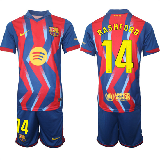 Men's Barcelona #14 RASHFORD 2025-26 Stadium Fourth Suit Soccer Jerseys