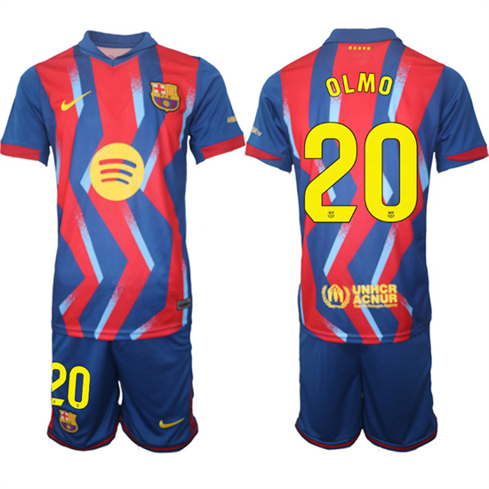 Men's Barcelona #20 OLMO 2025-26 Stadium Fourth Suit Soccer Jerseys